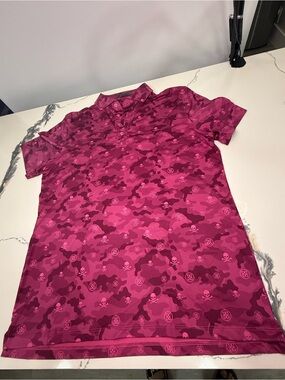 G Fore Shirt Mens Size M Purple Camo Skull AOP Golf Polo Performance Stretch